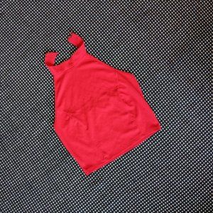 Bright red halter crop top